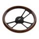 350mm 14 Inch Classic Style Billet Dark Wood Steering Wheel Real Mahogany 6-hole