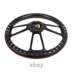 350mm 14 Inch Classic Style Billet Dark Wood Steering Wheel Real Mahogany 6-Hole
