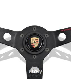 350mm MOMO Leather Steering Wheel fits for Porsche Classic OE#PCG34708410 Black