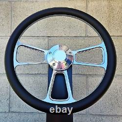 350mm Universal Polished Steering Wheel Ford Chevy Muscle C10 Half Wrap Hot Rod