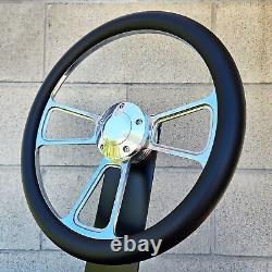 350mm Universal Polished Steering Wheel Ford Chevy Muscle C10 Half Wrap Hot Rod