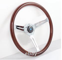 380MM Classic wood, Nardi STYLE chrome Steering Wheel 15In Racing Mahogany wheel