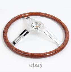 380MM Classic wood, Nardi STYLE chrome Steering Wheel 15In Racing Mahogany wheel