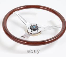 380MM Classic wood, Nardi STYLE chrome Steering Wheel 15In Racing Mahogany wheel