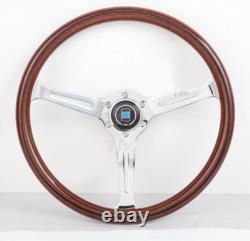 380MM Classic wood, Nardi STYLE chrome Steering Wheel 15In Racing Mahogany wheel
