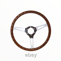 380mm 15 Grant Classic Nostalgia Style Wood Grain 3 Spoke Steering Wheel Chevy