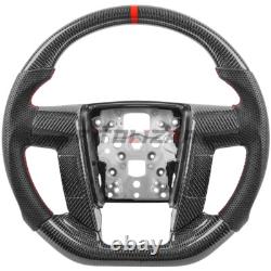 3K Carbon Fiber Steering Wheel For Ford F150 Raptor 09-14 Red Ring Nappa Grips