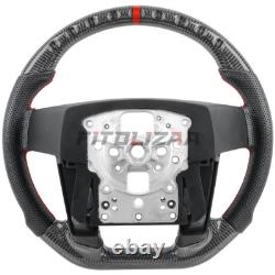 3K Carbon Fiber Steering Wheel For Ford F150 Raptor 09-14 Red Ring Nappa Grips