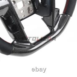 3K Carbon Fiber Steering Wheel For Ford F150 Raptor 09-14 Red Ring Nappa Grips