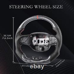 3K Carbon Fiber Steering Wheel For Jeep Grand Cherokee 2014-2024 Leather Grips