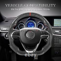 3K Carbon Fiber Steering Wheel For Jeep Grand Cherokee 2014-2024 Leather Grips