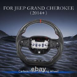 3K Carbon Fiber Steering Wheel For Jeep Grand Cherokee 2014-2024 Leather Grips
