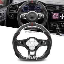 3K Carbon Fiber Steering Wheel For Volkswagen Golf GTI MK7 15-19 Alcantara Grips