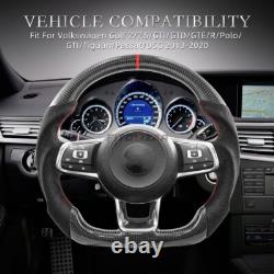3K Carbon Fiber Steering Wheel For Volkswagen Golf GTI MK7 15-19 Alcantara Grips