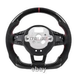 3K Carbon Fiber Steering Wheel For Volkswagen Golf GTI MK7 15-19 Alcantara Grips