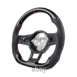 3K Carbon Fiber Steering Wheel For Volkswagen Golf GTI MK7 15-19 Alcantara Grips