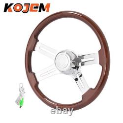 4 Spoke 18 For 1986+ Freightliner Kenworth Peterbilt Volvo Wood Steering Wheel
