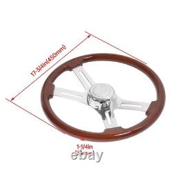 4 Spoke 18 For 1986+ Freightliner Kenworth Peterbilt Volvo Wood Steering Wheel