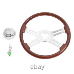 4 Spoke 18 For 1986+ Freightliner Kenworth Peterbilt Volvo Wood Steering Wheel