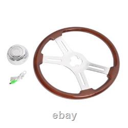 4 Spoke 18 For 1986+ Freightliner Kenworth Peterbilt Volvo Wood Steering Wheel