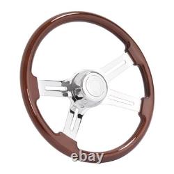 4 Spoke 18 For 1986+ Freightliner Kenworth Peterbilt Volvo Wood Steering Wheel