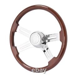 4 Spoke 18 For 1986+ Freightliner Kenworth Peterbilt Volvo Wood Steering Wheel