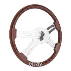 4 Spoke 18 For 1986+ Freightliner Kenworth Peterbilt Volvo Wood Steering Wheel