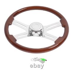 4 Spoke 18 For 1986+ Freightliner Kenworth Peterbilt Volvo Wood Steering Wheel