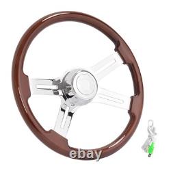 4 Spoke 18 For 1986+ Freightliner Kenworth Peterbilt Volvo Wood Steering Wheel