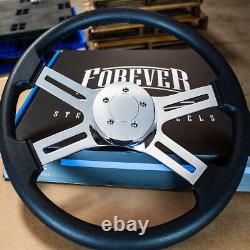 4 Spoke Chrome Black Steering Wheel 18 Freightliner, Kenworth, Peterbilt, Volvo