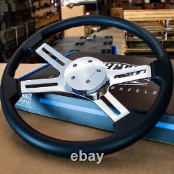 4 Spoke Chrome Black Steering Wheel 18 Freightliner, Kenworth, Peterbilt, Volvo