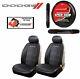 5 Pc Dodge Elite Seat Covers & Steering Wheel Cover Synth Leather Fast Shipping