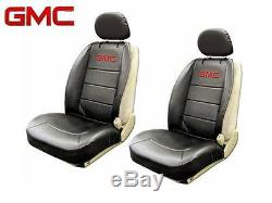 5 PC GMC Elite Seat Covers & Steering Wheel Cover Synth Leather Fast Shipping