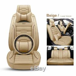 5-Seats Car Auto Seat Covers +Steering Wheel Cover Universal Leather All Seasons