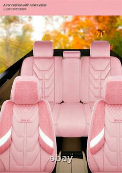 5 Seats Full Set Luxury Winter Plush Fur Car Seat Covers+Steering Wheel Cover US