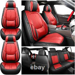 5 Seats Leather Car Seat Covers Seat Cushion Covers Full Set Universal Fit