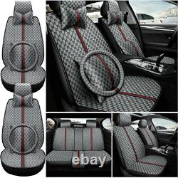 5-Sits Full Set Car Seat Cover Leather Front Rear Protector Cushion For Toyota