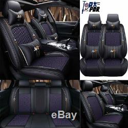 5-Sits Universal Car Seat Cover PU Leather Front Rear Accessories Sit Cushion US