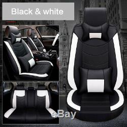 5D 5 Seat Car PU Leather Front+Rear Seat Cover+Pillow+Steering Wheel Cover Set