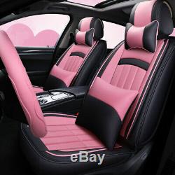 5D PU Leather 5-Seats Car SUV Seat Cover Full Set withSteering Wheel Cover&Pillows