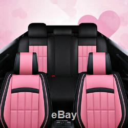 5D PU Leather 5-Seats Car SUV Seat Cover Full Set withSteering Wheel Cover&Pillows