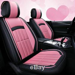 5D PU Leather 5-Seats Car SUV Seat Cover Full Set withSteering Wheel Cover&Pillows