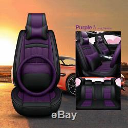 5D PU Leather 5-Seats Car SUV Seat Cover Full Set withSteering Wheel Cover&Pillows