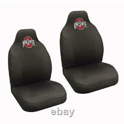 5PC NCAA Ohio State Buckeyes Front Seat Covers Floor Mats & Steering Wheel Cover
