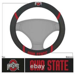 5PC NCAA Ohio State Buckeyes Front Seat Covers Floor Mats & Steering Wheel Cover