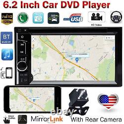 6.2'' Double 2 DIN HD Car Stereo Radio MP3 DVD CD Player Head Unit + Rear Camera