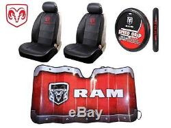 6 Pc Dodge Ram 1500 2500 3500 Seat Covers & Sun Shade & Steering Wheel Cover