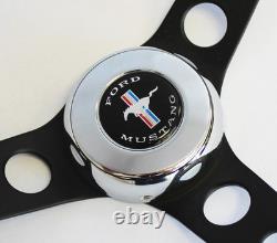 65-69 Ford Mustang Grant Steering Wheel Black on Black 15 Mustang Center Cap