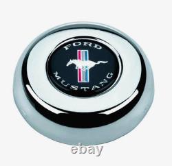 65-69 Ford Mustang Steering Wheel Black on Chrome 13 1/2 Mustang Center Cap