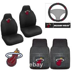 6PC NBA Miami Heat Car Truck Floor Mats Seat Covers Steering Wheel Cover